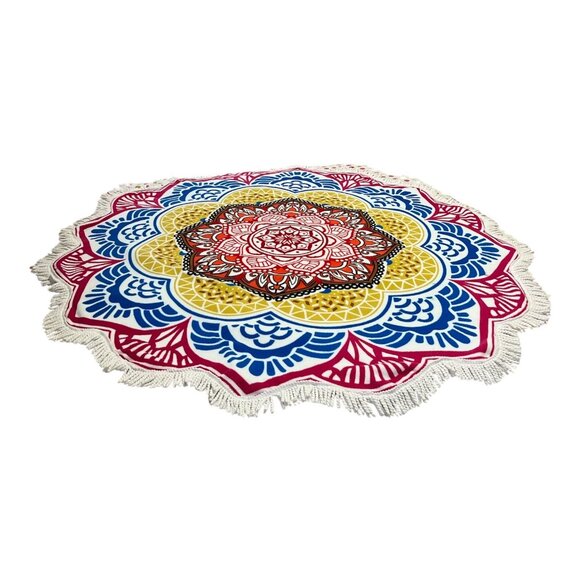 Round Mandala Beach Towel – Multicolor Boho Style – 60” – NWOT - Picture 1 of 4